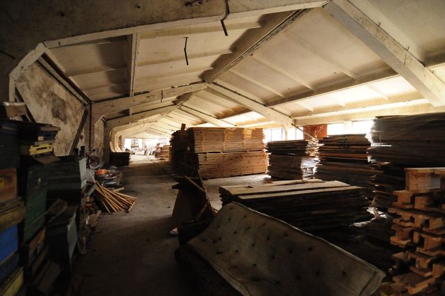 Industrial building - woodworking/carpentry shop, old cow barns - former collective farm from the socialist regime