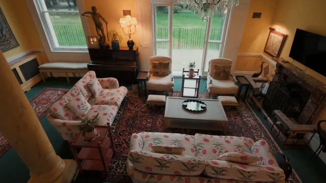 Elegant Regency estate with a private lake and indoor pool, quirky details