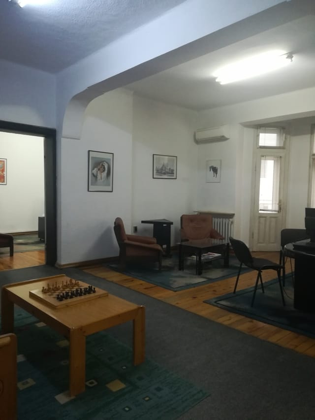 Office in an old building (1938) that is a cultural monument. Size 160 sq. m. No bathroom. No elevator, 4-th floor; 5 rooms; 2 small balconies.