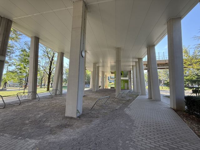 Big recognizable modern building with a bridge view of Sofia