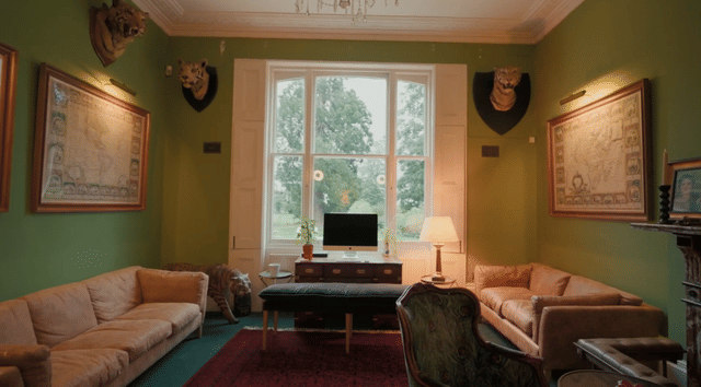 Elegant Regency estate with a private lake and indoor pool, quirky details