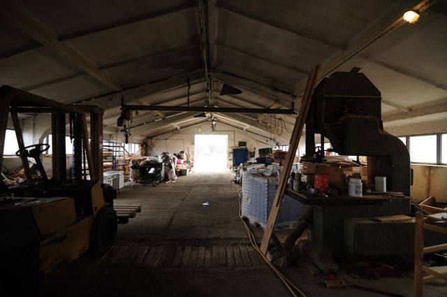 Industrial building - woodworking/carpentry shop, old cow barns - former collective farm from the socialist regime