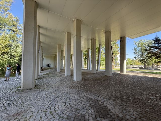 Big recognizable modern building with a bridge view of Sofia