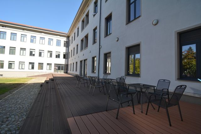 Big recognizable modern building with a bridge view of Sofia