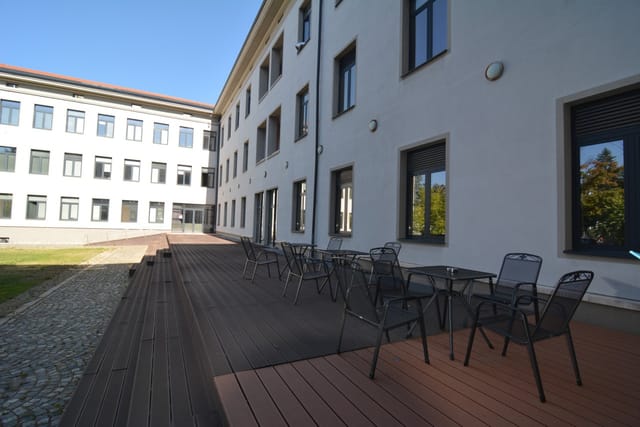 Big recognizable modern building with a bridge view of Sofia
