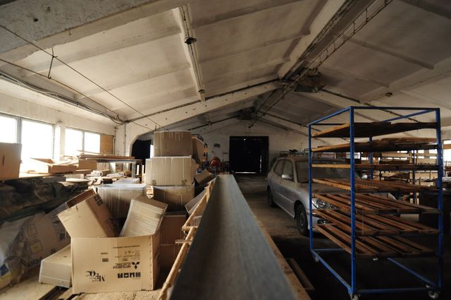 Industrial building - woodworking/carpentry shop, old cow barns - former collective farm from the socialist regime