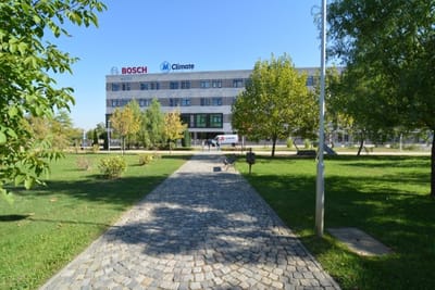 Big recognizable modern building with a bridge view of Sofia